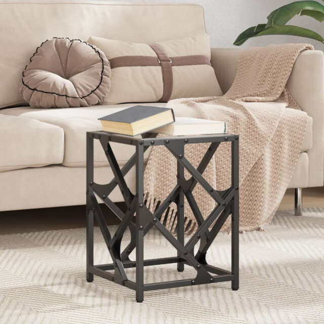 Borough Wharf Coffee Table With Transparent Glass Top 30X30x41 Cm Steel