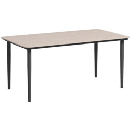 Celetha Rustic Garden Dining Table with Powder-Coated Metal Frame, Wood-Plastic Composite Top