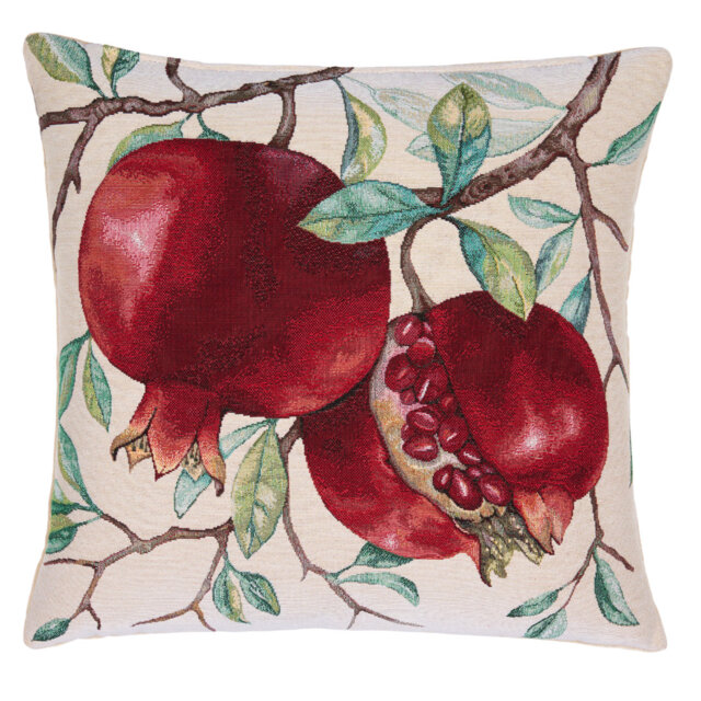 Pomegranate Feast Woven Cushion with Fibre Filler