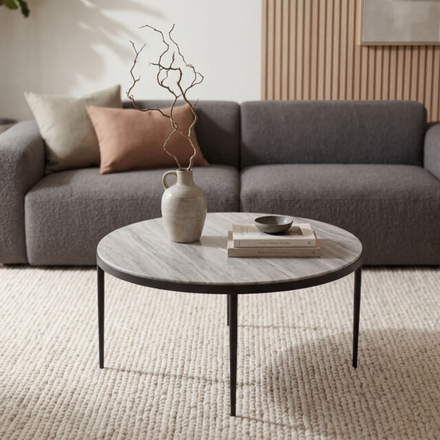 Round White Marble Coffee Table