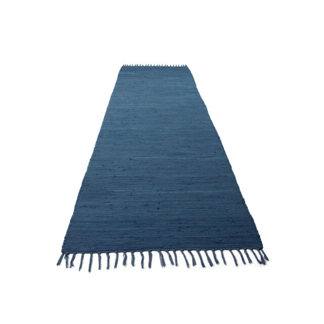 Chindi Uni Solid Colour Hand Crafted Hand Braided Blue Area Rug