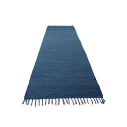 Chindi Uni Solid Colour Hand Crafted Hand Braided Blue Area Rug
