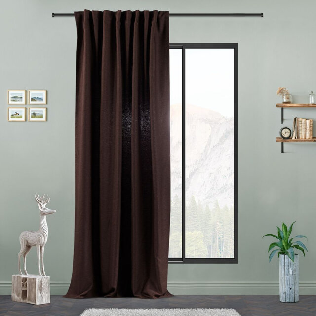Extra Long & Extra Wide Faux Linen Decorative Curtain Single Panel