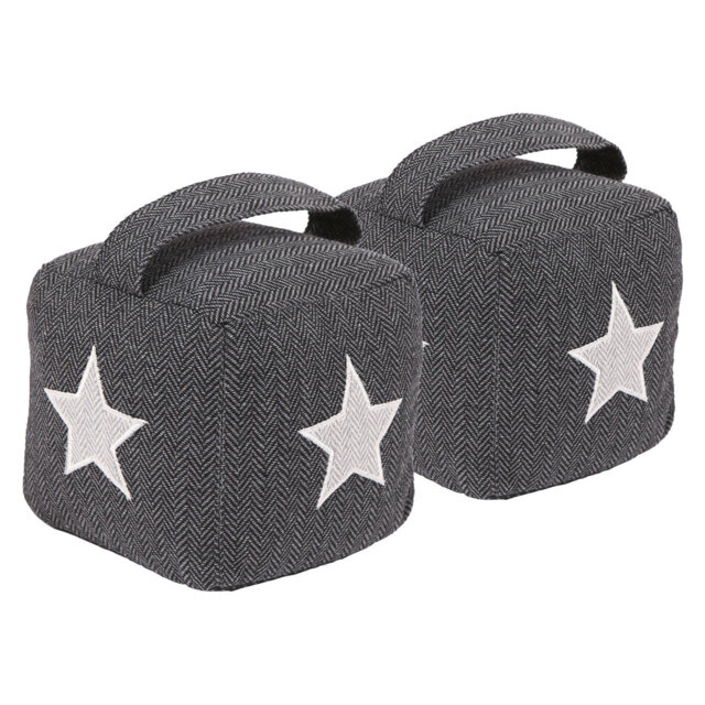 Nicola Spring - Herringbone Fabric Door Stops with Handle - Star - Set of 2