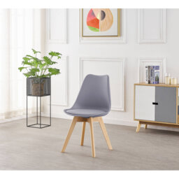 Thomasin Modern  Scandinavian Minimalist Dining Chairs with Faux Leather Cushions and Solid Wood Legs - Side Chair for Dining Room Kitchen Office