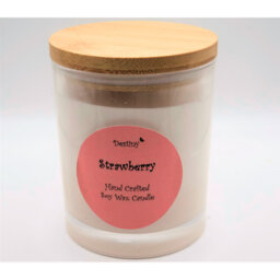 Strawberry Scented Jar Candle with Glass Holder
