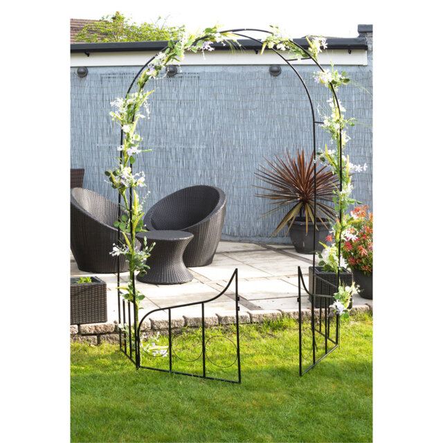 Hirsch Garden  Metal Arched Trellis with Gate