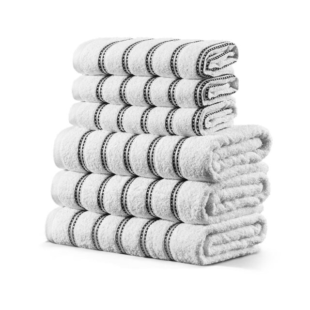 Luxury Cotton Striped Bathroom Towels, Super Soft , Highly Absorbent & Quick Dry – Includes Hand Towels & Bath Sheets