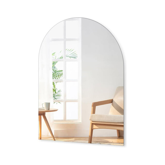 Wall Mirror 40 X 30 Cm Stick On Mirror For Walls, Self Adhesive Frameless HD Glass Mirrors (Arch)