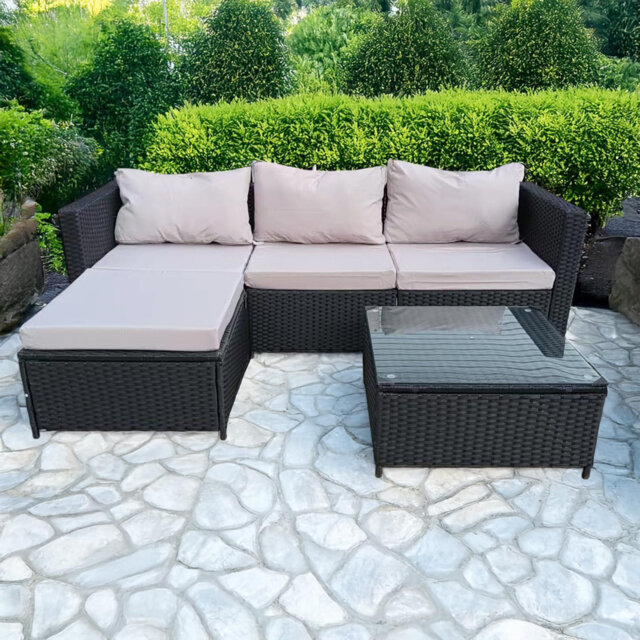 Outdoor Garden Furniture Set 4seater Rattan Wicker Conservatory Sofa Table Chair