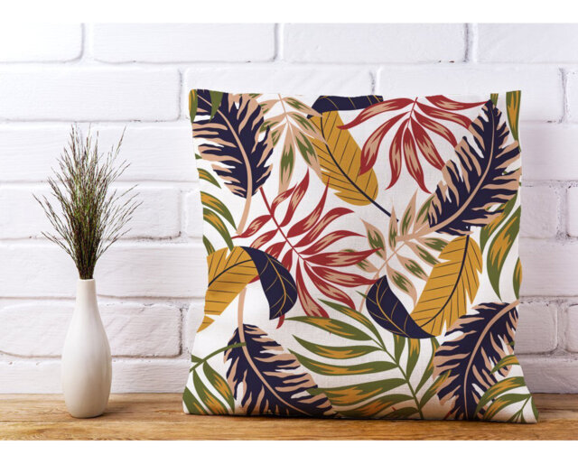 Sassone Hawaiian Style Jungle Leaves Floral Scatter Cushion with Filling