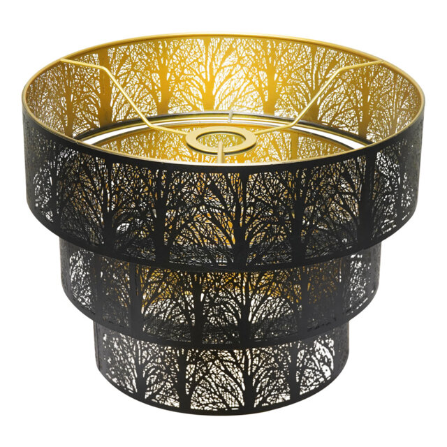 3-Tier Drum Metal Lampshade Metal Lamp Shades for Floor Lamps Pendant13'' Width x 10'' High, UNO Fitter, Chandelier Replacement with Forest Tree Desig