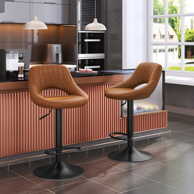 Simonsen Swivel Upholstered Adjustable Height Counter Stool with Metal Frame