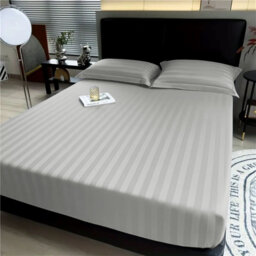 Aspire Homeware Luxury 40cm Deep Striped Fitted Sheet for Hotel Style Bedroom Comfort