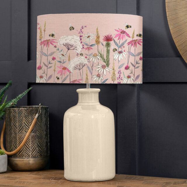 Elspeth Cream Table Lamp & Hermione Eva Linen Shade