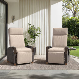 Garden Air Pump Lounge Chair with Cushion, Independent Back & Footrest Adjustment, Set of 2