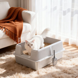 Extra Large Stainless Steel Cat Litter Box – High-Sided, Non-Stick, Odor-Resistant, Leak-Proof & Easy-Clean – Open-Top Toilet for Multiple & Large Cat