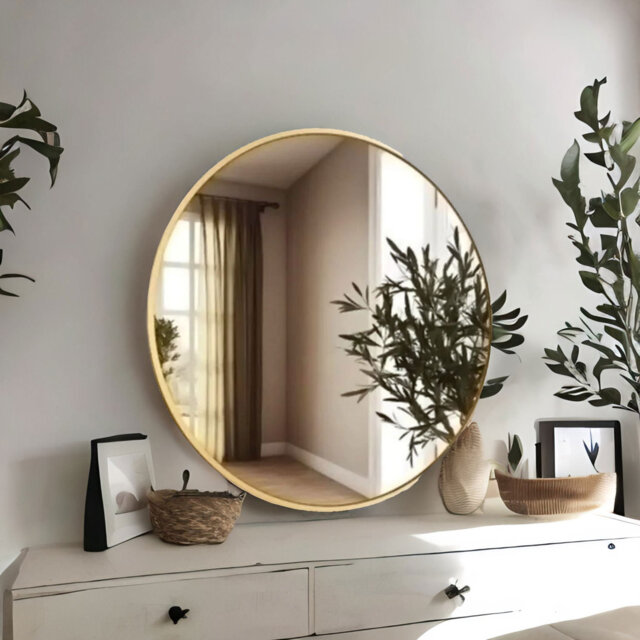 80CM Round Wall Gold Mirror For Bedroom Living Room