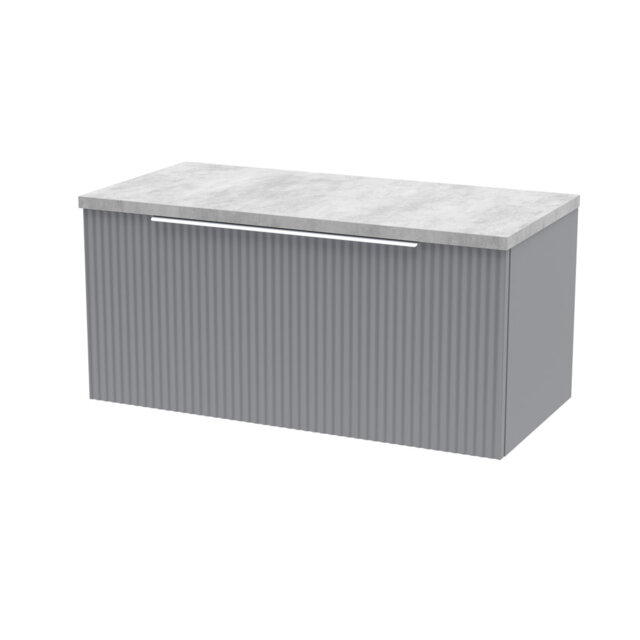 Fluted 80Cm Wall Mounted Bathroom Vanity Base