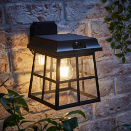 Matte Black 24cm H Solar Powered Integrated LED Outdoor Wall Lantern