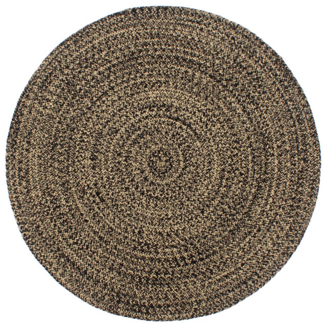 August Grove Handmade Jute Black and Brown Rug