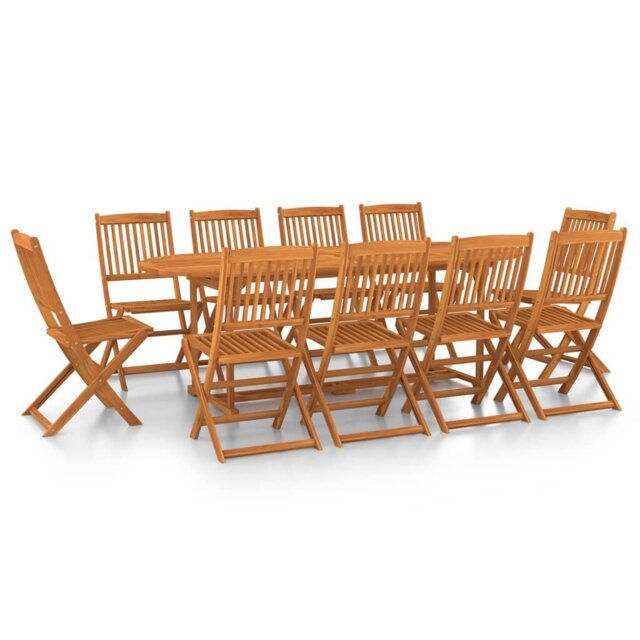 Sternberg 11 Piece Garden Dining Set 220x90x75 cm Solid Wood Acacia