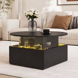 Alpena Round LED Coffee Table with 2 Drawers