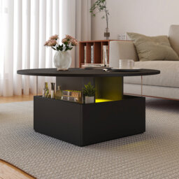 Solid Round Coffee Table with Two Drawers