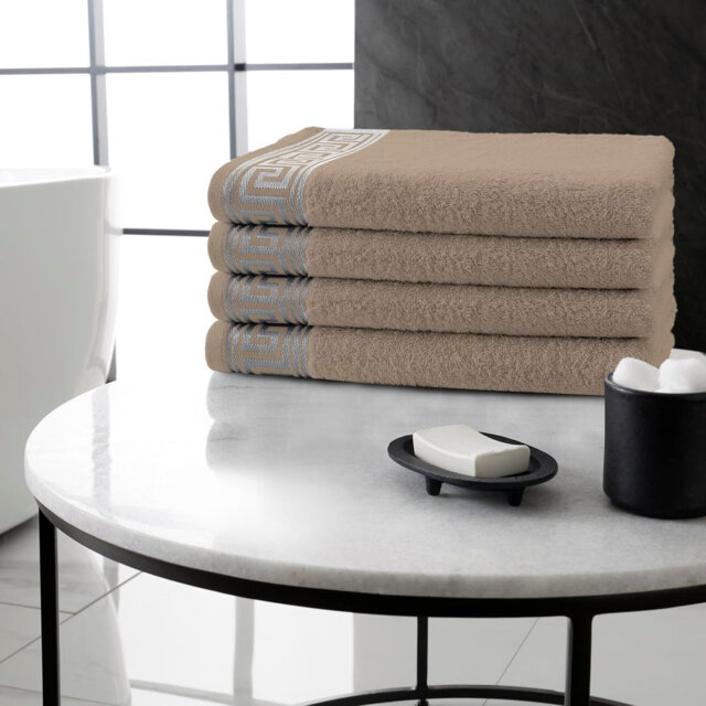 Egyptian Cotton Bathroom Towels, Super Soft, Quick Dry & Ultra Absorbent Hand Towel, Bath Towel & Sheets in Greek Design
