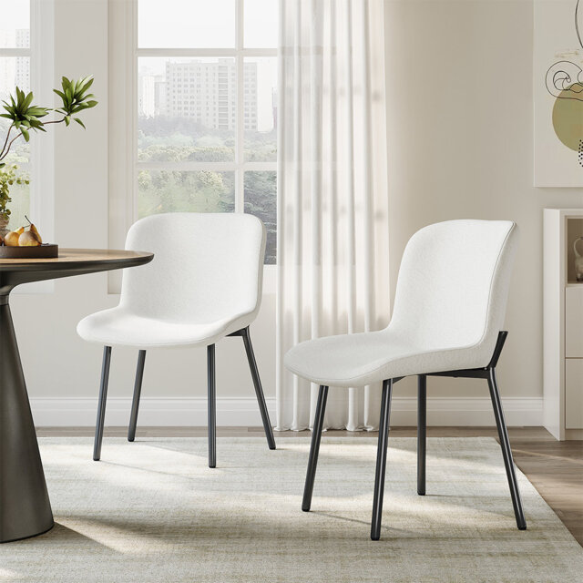 38cm H Velvet Upholstered Wing Back Side Chair in White