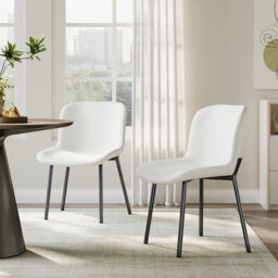 38cm H Velvet Upholstered Wing Back Side Chair in White