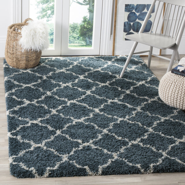 Girault Hooked Slate Blue/Ivory Rug