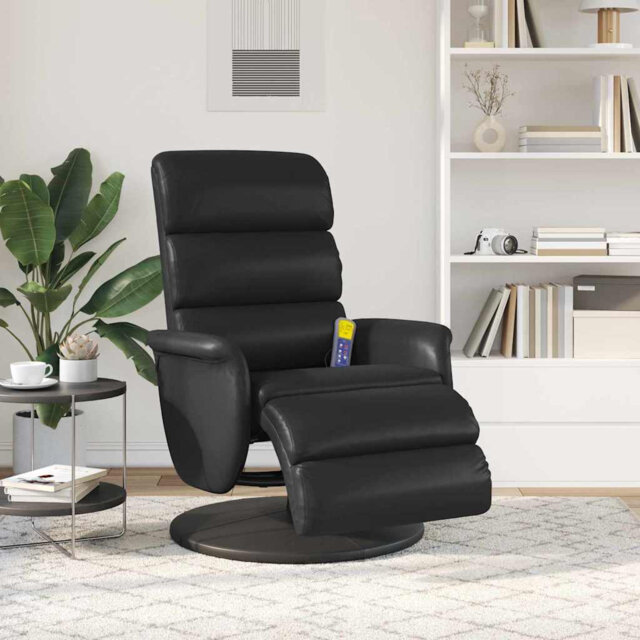 Massage Recliner Chair Black Faux Leather Relaxation Luxury Seating