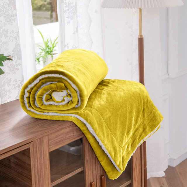 Soza Sherpa Fleece Dual Sided Fur Thick Reversible Blanket Throw