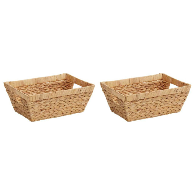 Storage Baskets 2 Pcs Natural Water Hyacinth Household Containers Brown