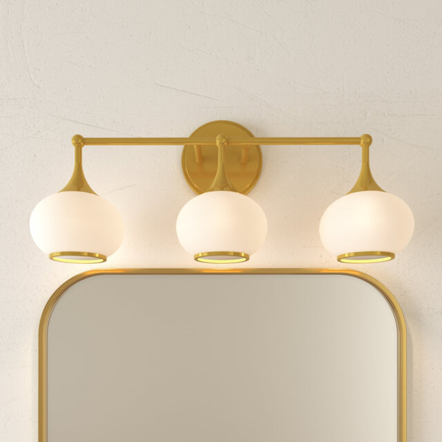 Dimmable Bathroom Wall Light with White Glass Shades