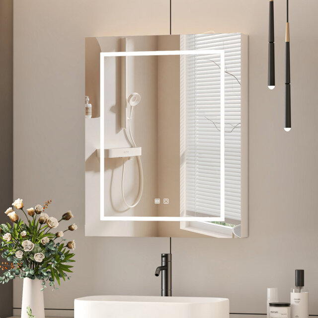 LED Lighted Bathroom Medicine Cabinet With Mirror, Defogger, Dimmer, Outlets & Usbs