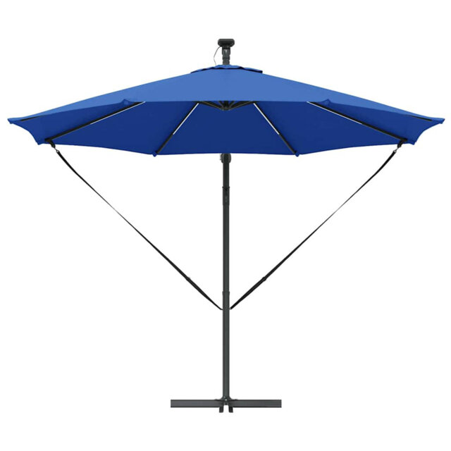 Umbrella with LED Strip Lights Polyester and Aluminium Outdoor Parasol
