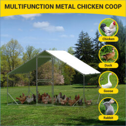 Large Metal Chicken Coop, Walk-in Poultry Cage, Spire-shaped Chicken Run Pen Dog Kennel Duck House With Waterproof And Anti-uv Cover For Outdoor Farm
