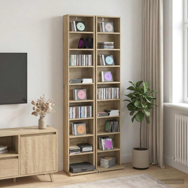 CD Cabinet Engineered Wood Indoor Media Storage Unit Rack Bedroom Home