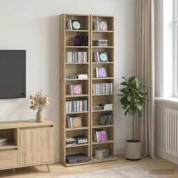 CD Cabinet Engineered Wood Indoor Media Storage Unit Rack Bedroom Home