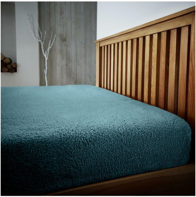 Teddy Fleece Fitted Sheet with 25cm Deep Pocket, Soft Warm Thermal Bedding, Elasticated Easy Care Mattress Cover for Cosy Comfort