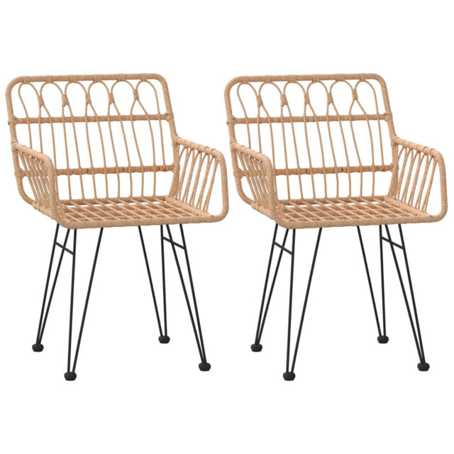 Bay Isle Home Garden Chairs 2 Pcs With Armrest Black 56X64x80 Cm PE Rattan