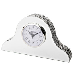 Roman Numeral Mirror Quartz Movement / Crystal Tabletop Clock in Silver
