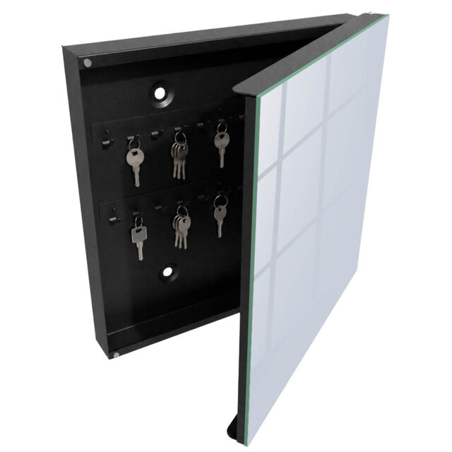 Decorative key box for wall, Opens to the right, 30x30x5, White, Peace, harmony, gray, minimalist style,