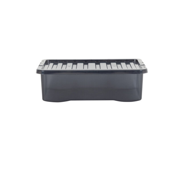 Wham Crystal 32L Plastic Storage Box Pack of 5 Tint Smoke