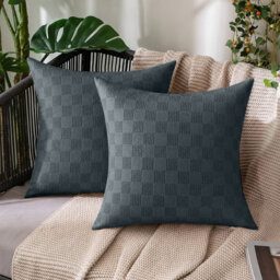 Check Velvet Cushion Covers, Set of 2 – Textured Plush Scatter Pillow Covers for Sofa, Bed & Living Room