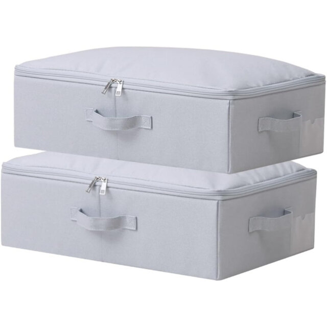 Pack Of 2, Slim Folding Storage Boxes With Soft Lid, Dustproof Clothes, Albums, Entryway Groceries Organizer Cubes, Dark Gray