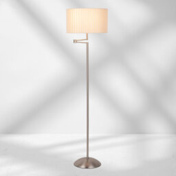 155cm Satin Silver Swing Arm Floor Lamp