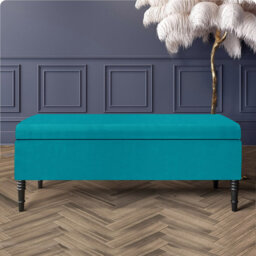 Paris Plain Ottoman Storage Bench - Plush Velvet Shoe Bench - Upholstered Footstool with Storage
